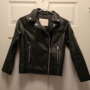 Girls Black Faux Leather Jacket